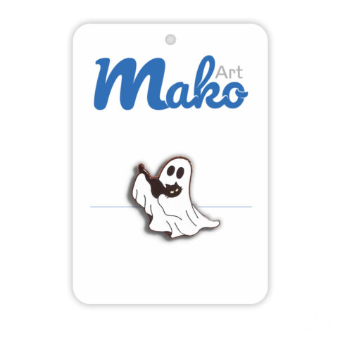 Przypinka metalowa - Duch i kot  Halloween 3