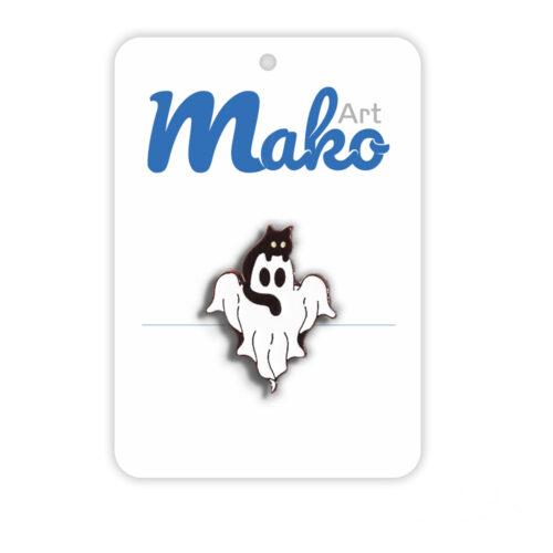 Przypinka metalowa - Duch i kot  Halloween 4